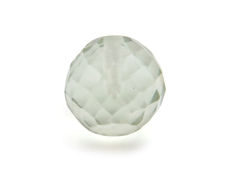 Green Amethyst Micro-Faceted Round Ball 6mm ~ Half Drilled ~ SINGLE