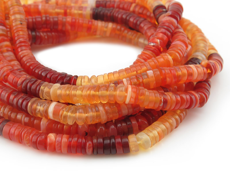 AA+ Fire Opal Smooth Tyre Beads 4.5mm ~ 16'' Strand