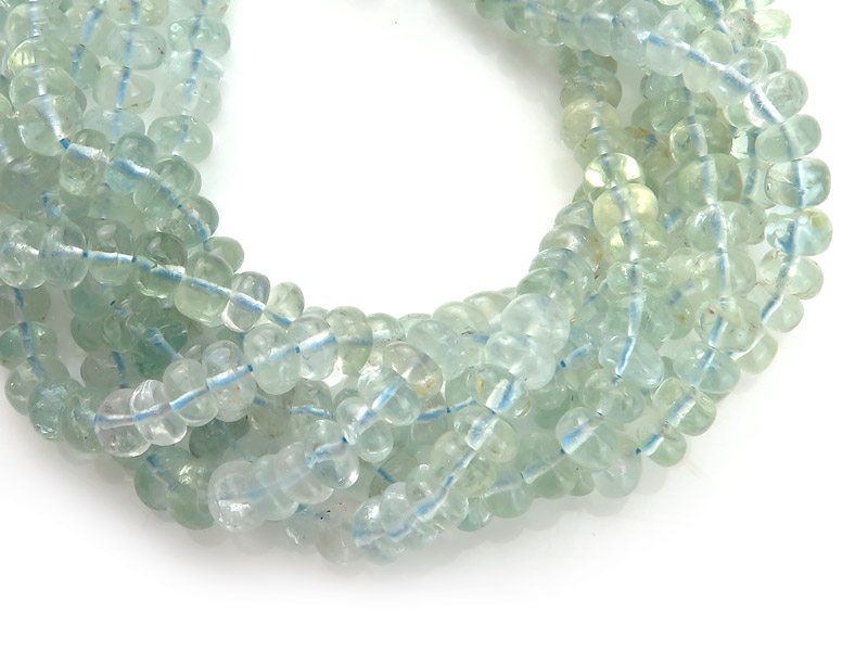 AA Aquamarine Smooth Rondelles 5.5-6.6mm ~ 18'' Strand