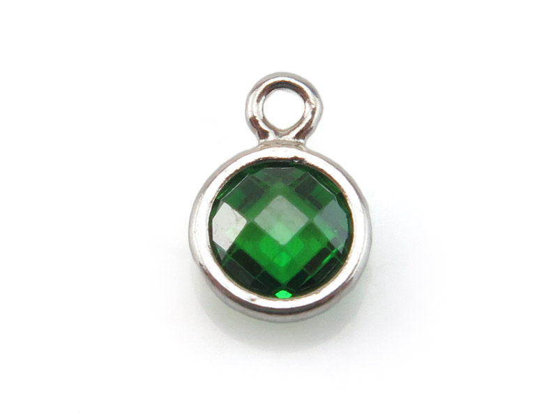 Cubic Zirconia Sterling Silver Charm ~ Green ~ 4mm