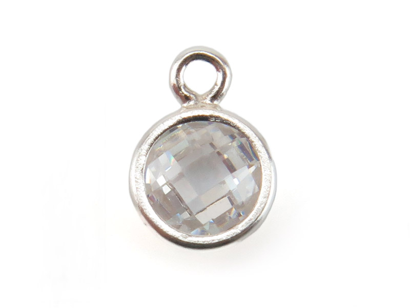 Cubic Zirconia Sterling Silver Charm ~ Brilliant White ~ 4mm