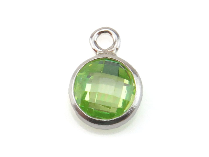 Cubic Zirconia Sterling Silver Charm ~ Lime Green ~ 4mm