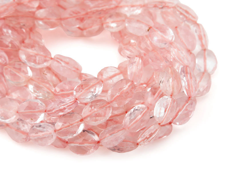 AA Morganite Micro-Faceted Oval Beads 5.5-9.5mm ~ 16'' Strand