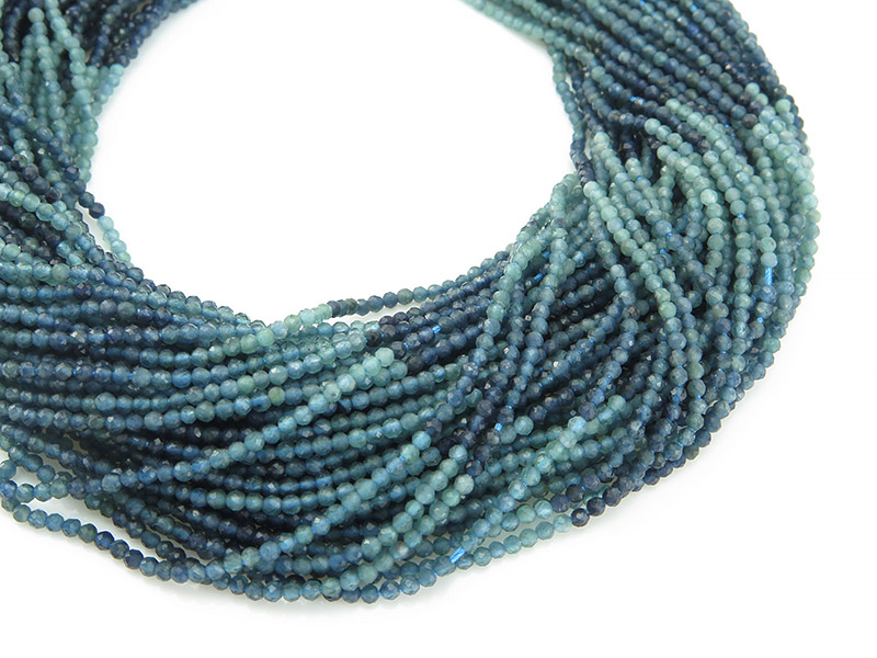 Blue Tourmaline Micro-Faceted Round Beads 2mm ~ 13'' Strand