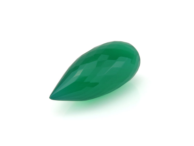 AAA Green Onyx Micro-Faceted Long Teardrop 19-20mm ~ Half Drilled ~ SINGLE