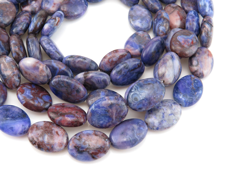 Purple Banded Agate Smooth Oval Beads 17-18mm ~ 15.5'' Strand