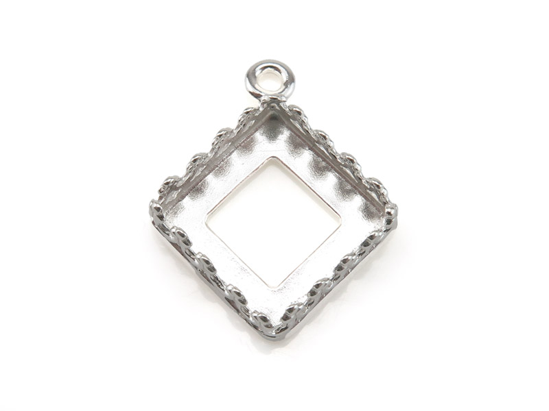 Sterling Silver Gallery Wire Square Bezel Pendant 10mm