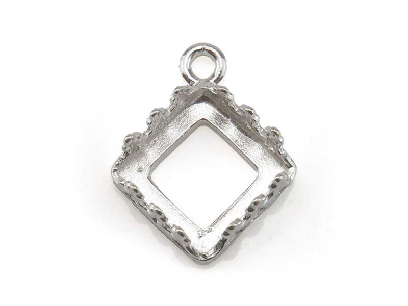 Sterling Silver Gallery Wire Square Bezel Pendant 8mm