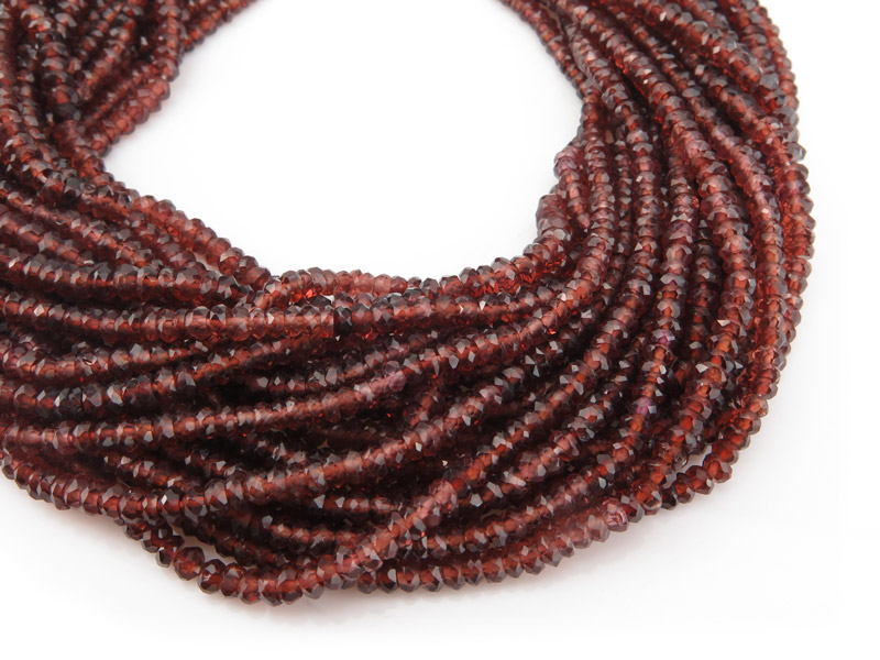 AA Garnet Micro-Faceted Rondelles 3-3.5mm ~ 13'' Strand