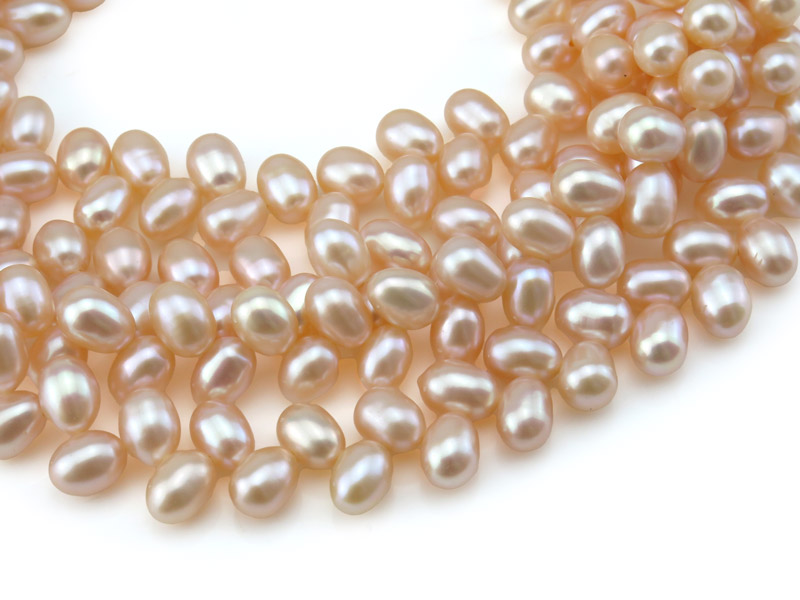 Freshwater Pearl Peach Side Drilled Drop Beads 8mm ~ 16'' Strand