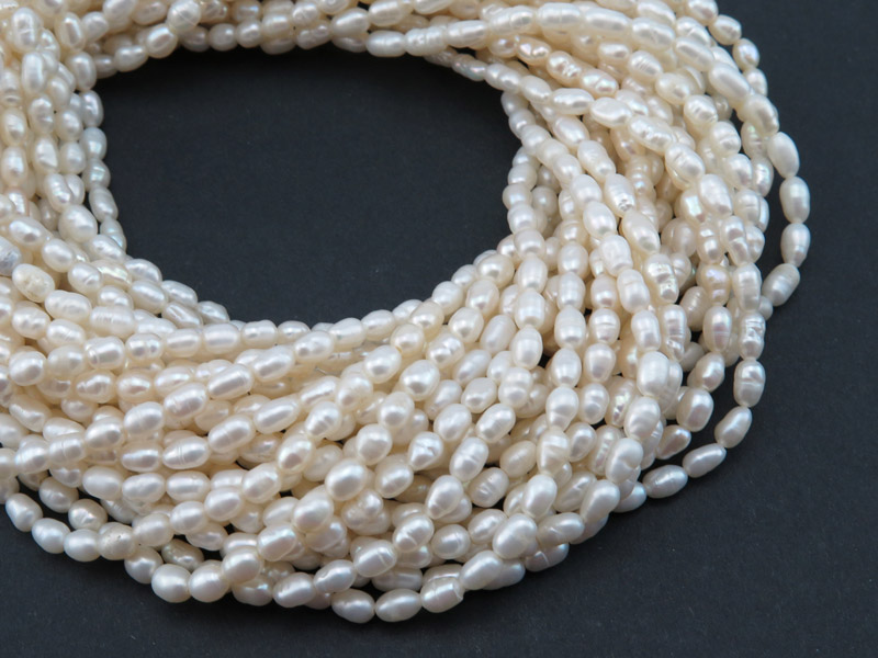 Freshwater Pearl Ivory Rice Beads 4.5-6.5mm ~ 16'' Strand