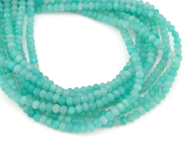 AA+ Amazonite Micro-Faceted Rondelles 4mm ~ 15'' Strand