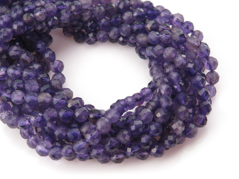 AA Amethyst Micro-Faceted Round Beads 4.5mm ~ 15'' Strand