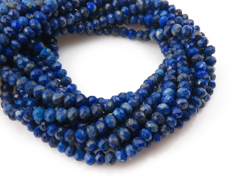 AA Lapis Lazuli Micro-Faceted Rondelles 3.5-4mm ~ 15'' Strand