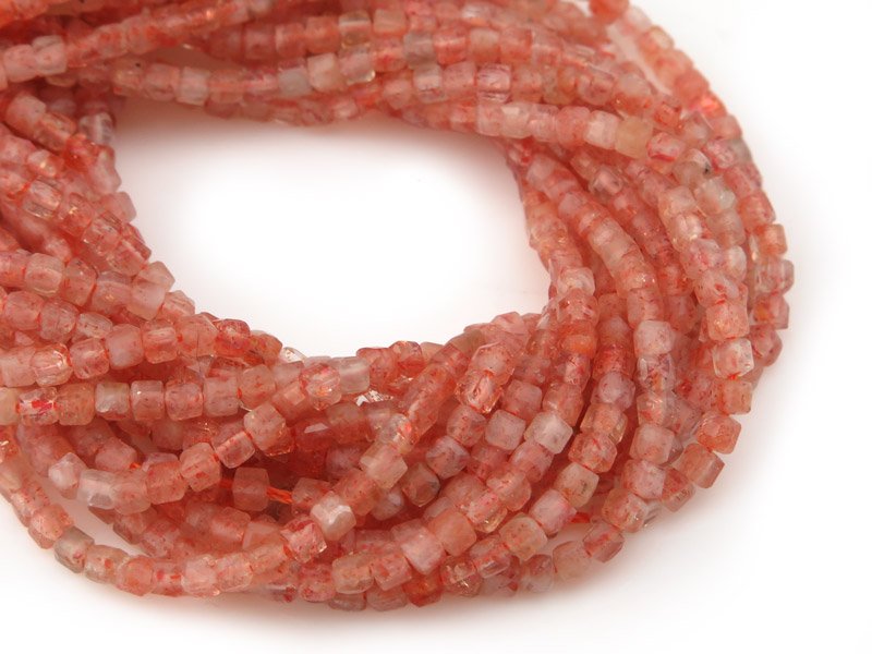 AA+ Sunstone Faceted Cube Beads 2.5mm ~ 15.5'' Strand