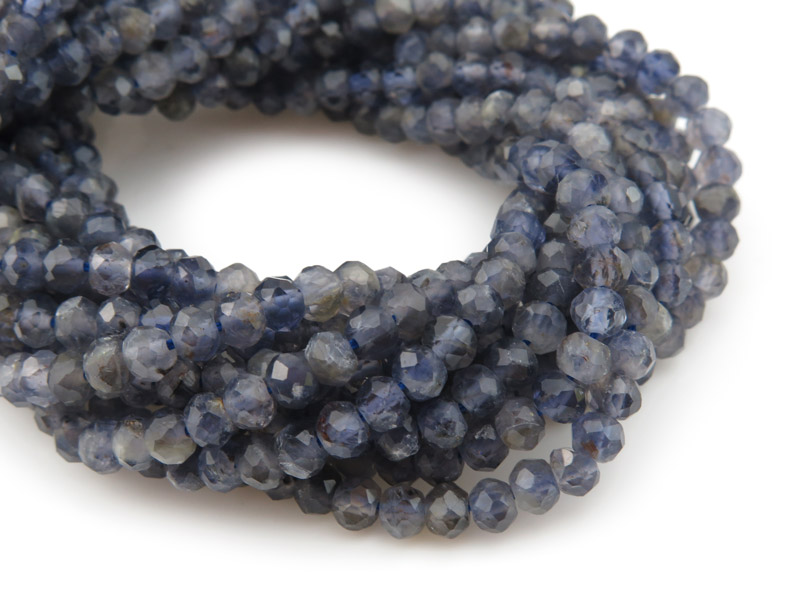 Iolite Micro-Faceted Rondelles 4mm ~ 15.5'' Strand