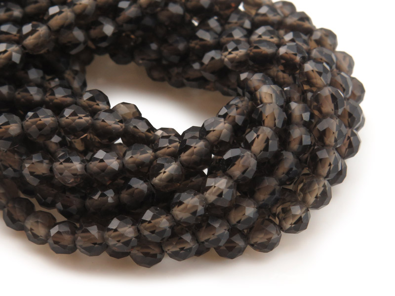 AAA Smoky Quartz Faceted Round Beads 4mm ~ 15'' Strand