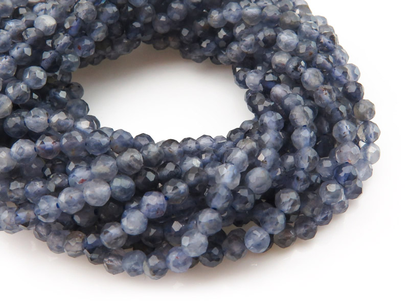 Iolite Micro-Faceted Round Beads 3mm ~ 15.5'' Strand