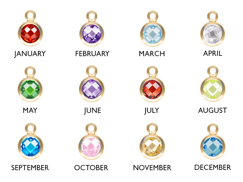 Gold Filled CZ Birthstone Charms ~ Complete Set