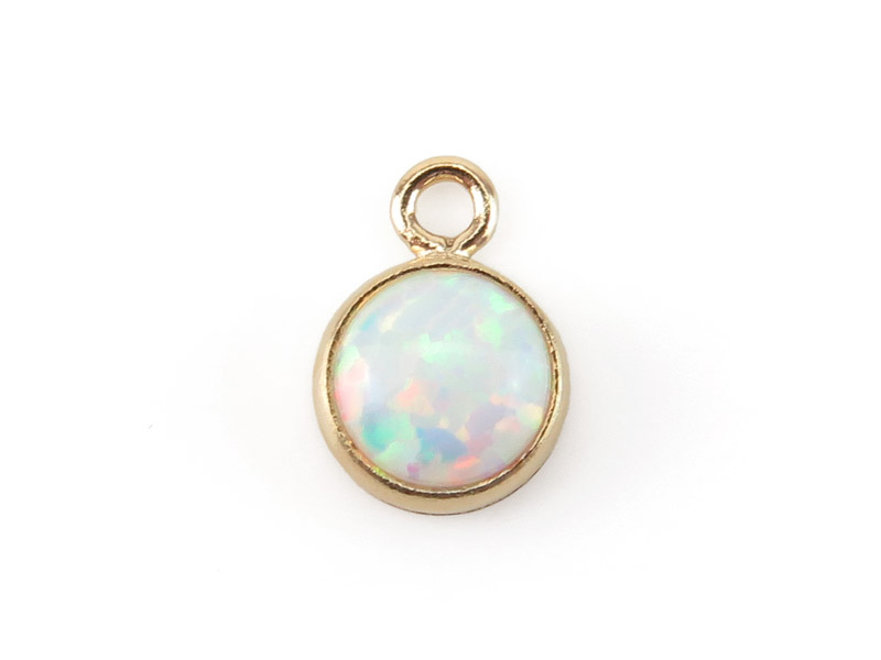 Gold Filled Laboratory-Grown White Opal Charm 4mm