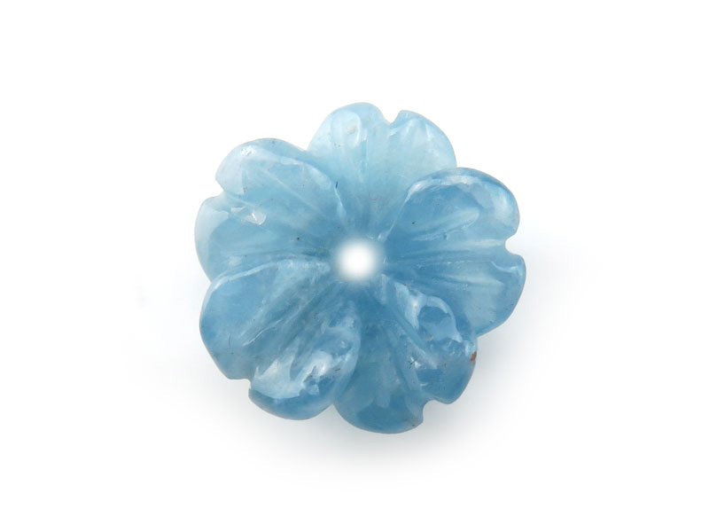 Aquamarine Carved Flower Bead 11mm ~ SINGLE