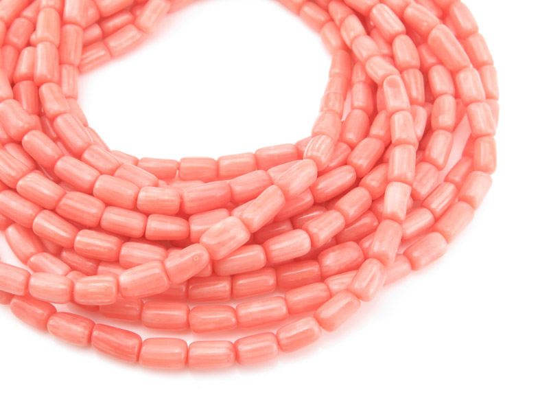 Salmon Pink Bamboo Coral Smooth Tube Beads 5.75-8.25mm ~ 16'' Strand