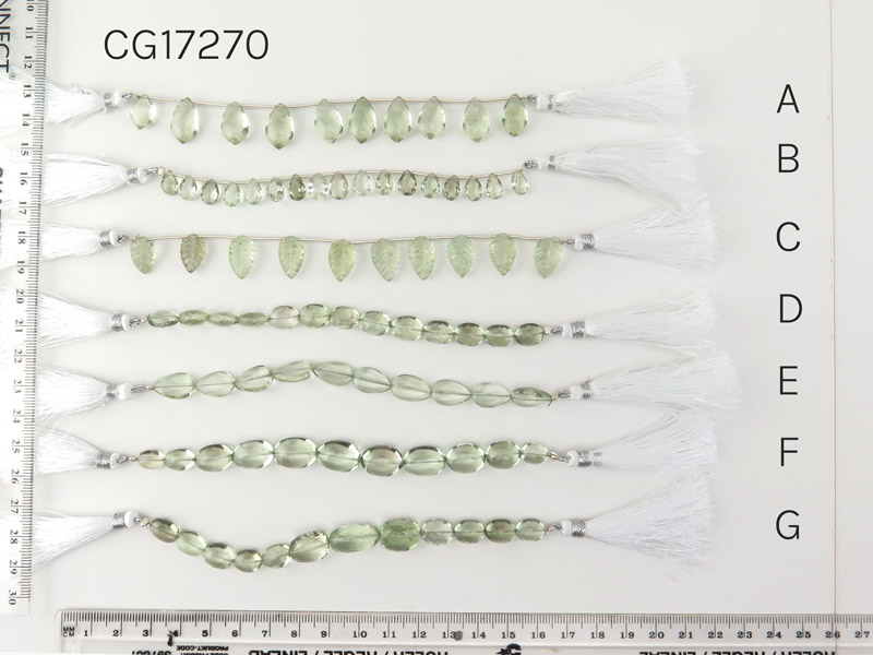 AA+ Green Amethyst Mixed Cut Strands