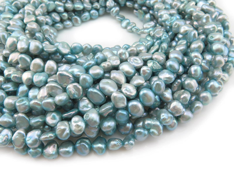 Freshwater Pearl Sky Blue Keishi Beads 6-6.75mm ~ 16'' Strand