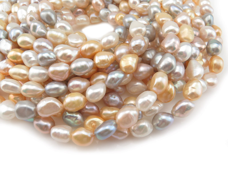 Freshwater Pearl Mixed Colour Long Nugget Beads 10.5-11.5mm ~ 16'' Strand