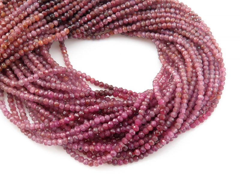 Ruby Micro-Faceted Rondelle Beads 2mm ~ 12.5'' Strand