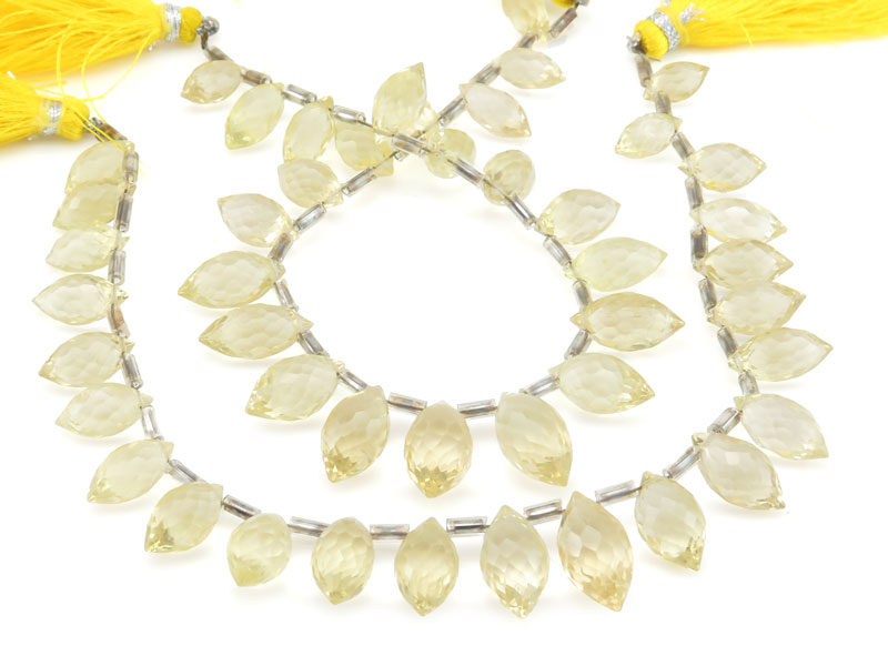 AA+ Lemon Quartz Faceted Dew Drop Briolette 9.5-15.5mm ~ 7.5'' Strand