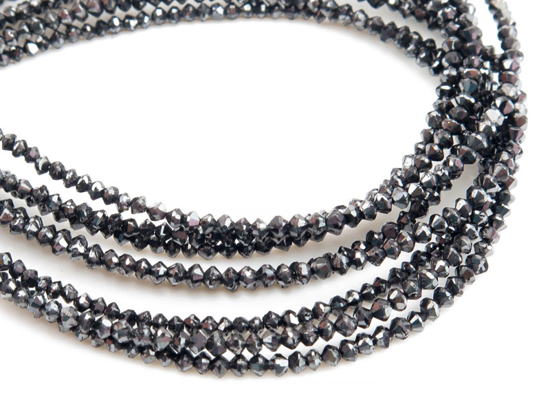 Black Diamond Faceted Rondelle Beads 1.5-2.25mm ~ 14'' Strand