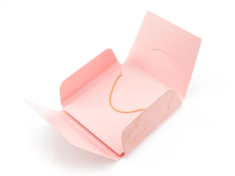 Fold Over Card Jewellery Pouch ~ Pink/Gold