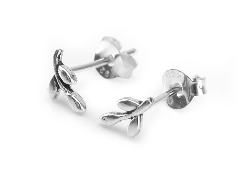 Sterling Silver Tiny Leaf Studs ~ PAIR