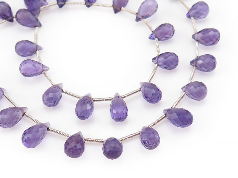 AAA Amethyst Micro-Faceted Teardrop Briolettes 10-11mm ~ 8'' Strand