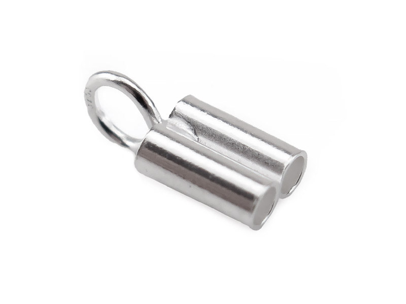 Sterling Silver Double Tube End Cap 1.5mm ID