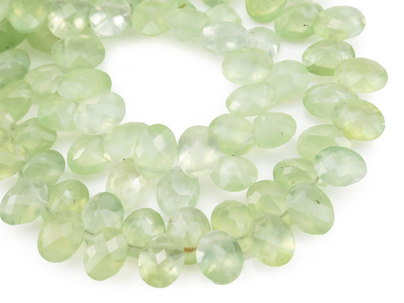 AA Prehnite Faceted Oval Cut Briolettes 9mm