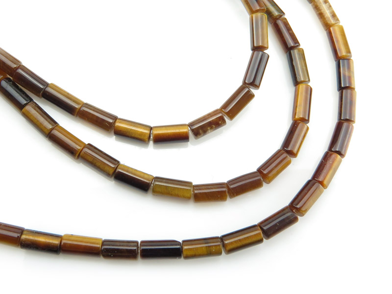 Tiger's Eye Smooth Tube Beads 5.5-6.5mm ~ 16'' Strand