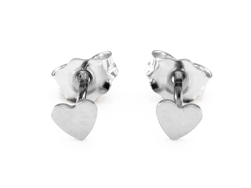 Sterling Silver Heart Ear Studs ~ PAIR