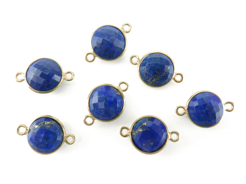 Gold Plated Silver Lapis Lazuli Coin Connector 17mm