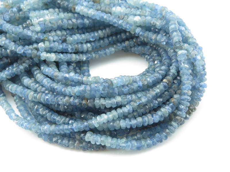 Shaded Aquamarine Faceted Rondelle Beads 3-4mm ~ 13'' Strand