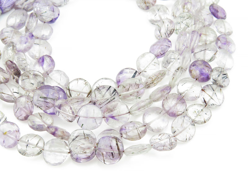 AA Moss Amethyst Faceted Coin Beads 8-8.5mm ~ 8'' Strand