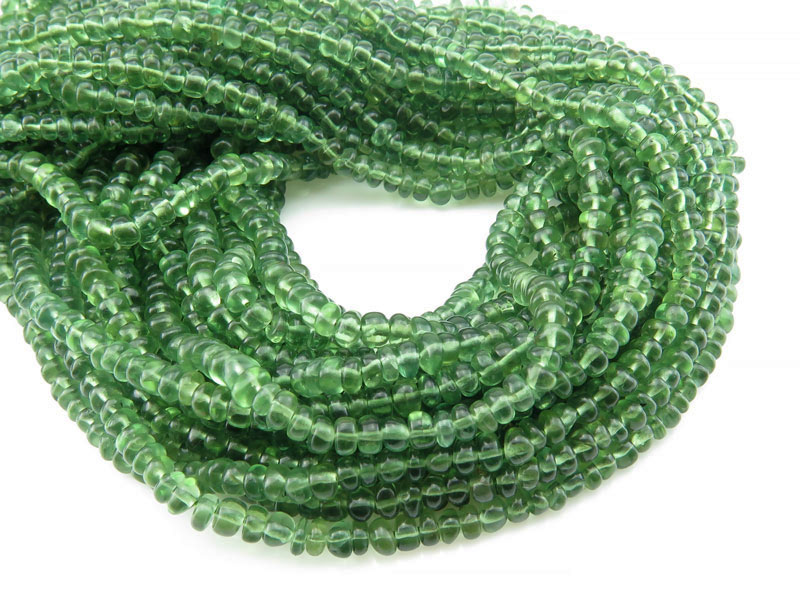 Green Apatite Smooth Rondelle Beads 3.5-4mm ~ 13'' Strand