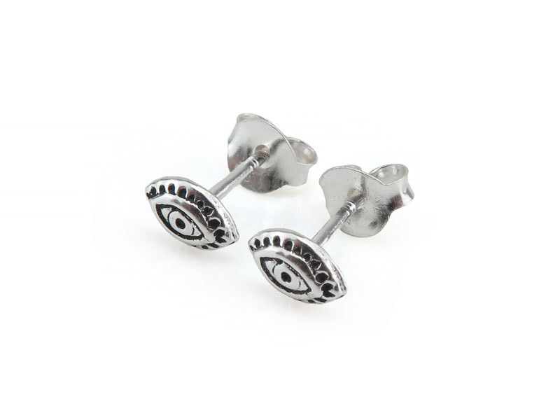 Sterling Silver Evil Eye Ear Studs ~ PAIR