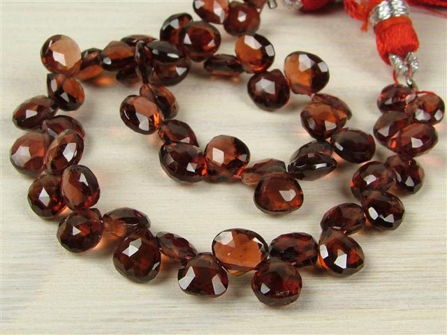 Aa Garnet Micro-faceted Heart Briolettes 5mm ~ 7