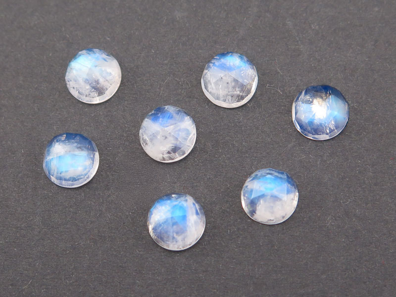 Rainbow Moonstone Rose Cut Round Cabochon ~ Various Sizes